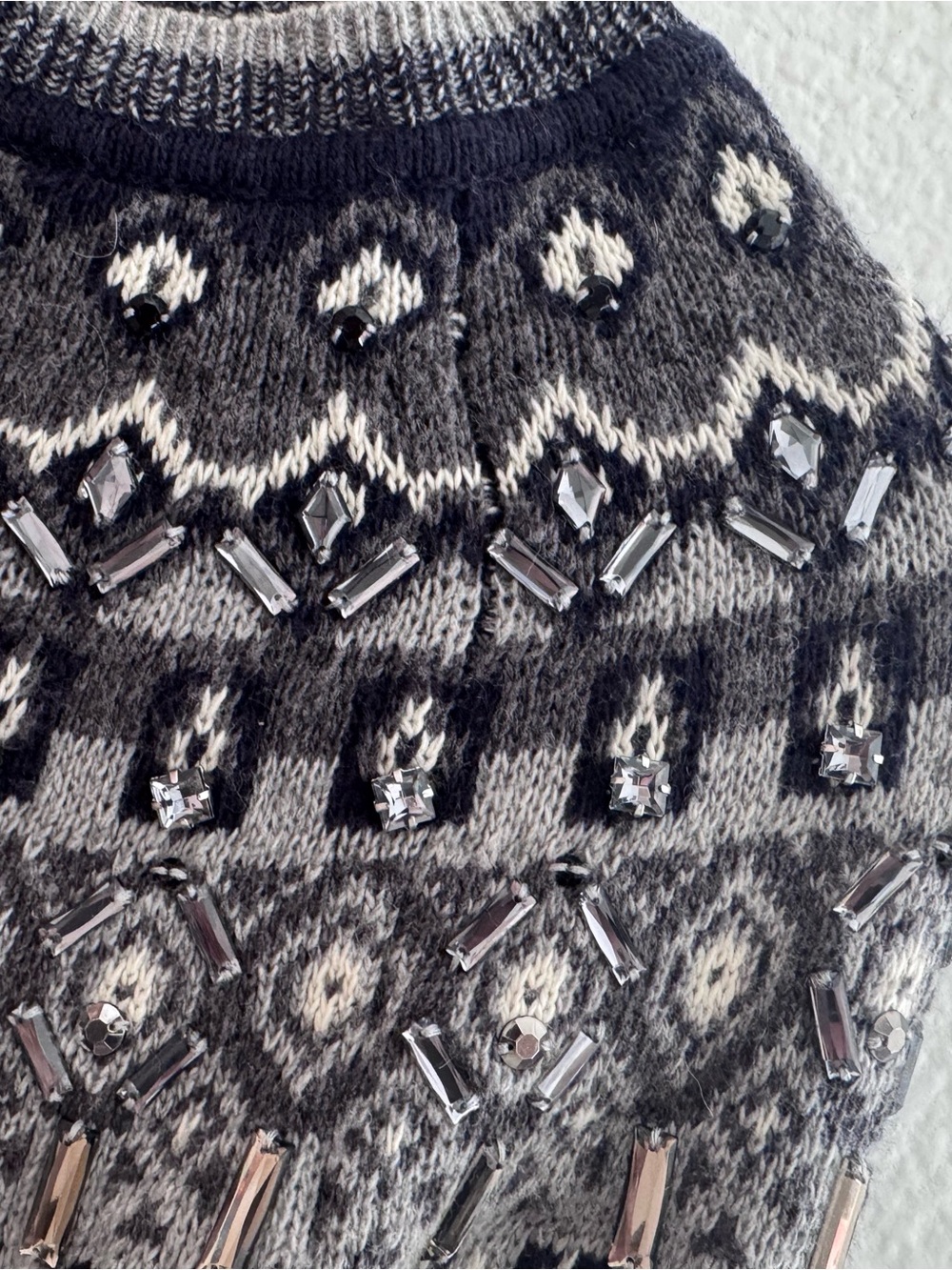 Ann Taylor Women's Jeweled Cream Fair Isle Crewneck Sweater - Size S - Picture 5 of 5